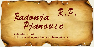 Radonja Pjanović vizit kartica